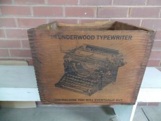 Antique Underwood Typewriter Wooden Advertising Crate Box Vintage 1900s
