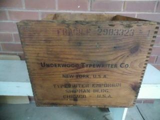 Antique Underwood Typewriter wooden advertising crate box vintage 1900s 2