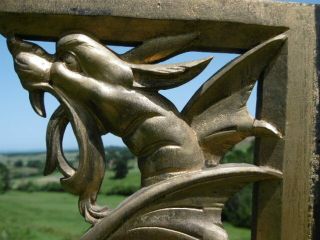 Pr 19thc Gothic Wood Carved Winged Gargoyle Brackets/corbels