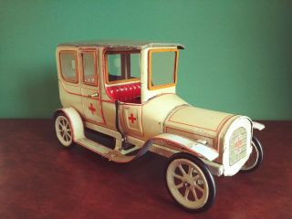 (private Listing) C.  1915 Large Gbn Bing Tin Wind - Up Ambulance Limousine