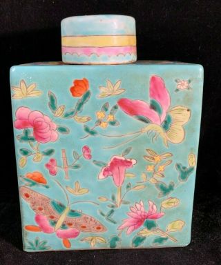Chinese Antique Famille Rose Porcelain Jar With Butterfly And Flower