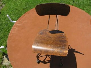 Vintage Industrial Mid Century Modern Toledo Drafting Stool Chair UHL Steel/Wood 10