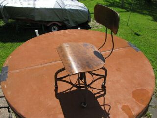 Vintage Industrial Mid Century Modern Toledo Drafting Stool Chair Uhl Steel/wood