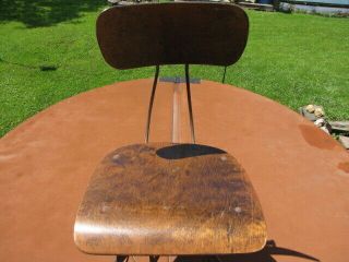 Vintage Industrial Mid Century Modern Toledo Drafting Stool Chair UHL Steel/Wood 3