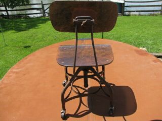 Vintage Industrial Mid Century Modern Toledo Drafting Stool Chair UHL Steel/Wood 5