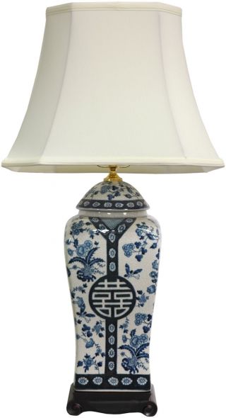 Handmade 26 - Inch Blue And White Vase Lamp (china)