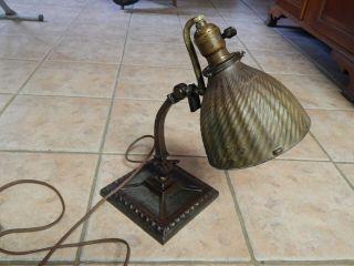 Antique 1917 Verdelite Bankers,  Desk Art Deco Lamp,