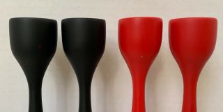 2 PR.  ILLUMS BOLIGHUS Red&Black Mid Century DANISH MODERN Wooden Candle Holders 5