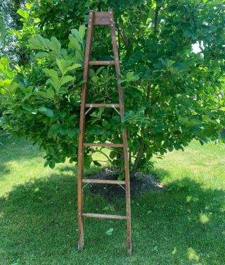 Antique Vintage Primitive Wooden 5 Rung Ladder Decorative
