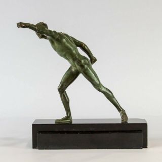 1930 Art Deco Bronze Statue Sculpture Athlete Borghese Gladiator.  France