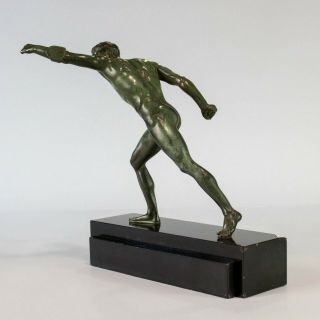 1930 ART DECO BRONZE STATUE SCULPTURE ATHLETE BORGHESE GLADIATOR.  FRANCE 6