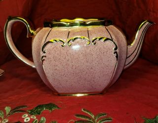 1922 Saddler Antique Teapot Pink With Rose Color Specals And Gold Trim 10