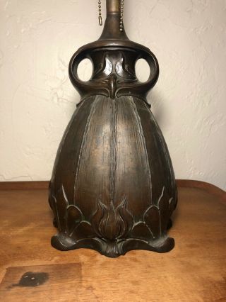 Antique Art Nouveau Pittsburgh Bronze Patina Owl Table Lamp Base