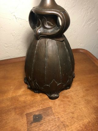 Antique Art Nouveau Pittsburgh Bronze Patina Owl Table Lamp Base 7