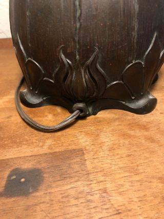 Antique Art Nouveau Pittsburgh Bronze Patina Owl Table Lamp Base 8