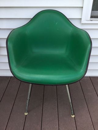 Vtg 1971 Eames Herman Miller Rare Green Foam Rubber Fiberglass Arm Shell Chair