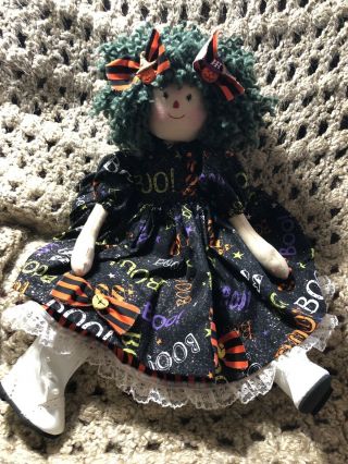 Halloween Folk Art Primitive Raggedy Annie Cloth Doll