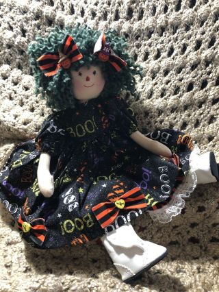 Halloween Folk Art Primitive Raggedy Annie Cloth Doll 4