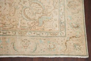 9x12 Muted Pale Peach Distressed Oriental Area Rug Floral Hand - Knotted Carpet