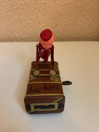 Vintage 1940 ' s Occ.  Japan Tin Wind - up Toy Billy Bell Hop - Celluloid Body 3