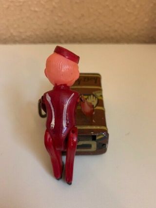 Vintage 1940 ' s Occ.  Japan Tin Wind - up Toy Billy Bell Hop - Celluloid Body 4