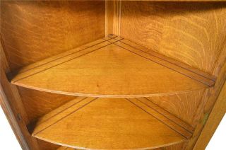 17691 Victorian Oak Curved Glass Corner China Cabinet 5