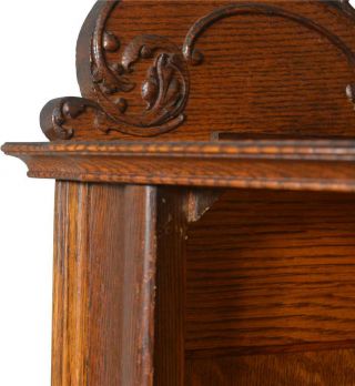 17691 Victorian Oak Curved Glass Corner China Cabinet 6