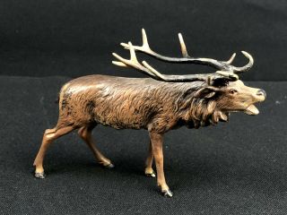 Antique Austrian Vienna Bronze Cold Painted Elk