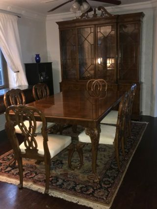 Karges Ball And Claw Walnut Dining Room Table,  Chairs And Breakfront