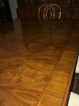 Karges ball and claw walnut dining room table,  chairs and breakfront 4