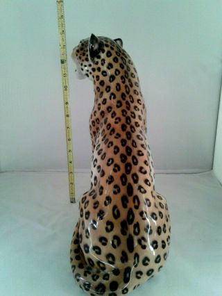 1950s - 60s RARE RONZAN JAGUAR STATUE Hnd Pntd SIGNED Cheetah Leopard Lion Cat 11