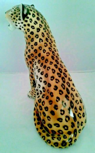 1950s - 60s RARE RONZAN JAGUAR STATUE Hnd Pntd SIGNED Cheetah Leopard Lion Cat 6