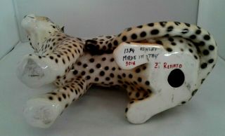 1950s - 60s RARE RONZAN JAGUAR STATUE Hnd Pntd SIGNED Cheetah Leopard Lion Cat 8