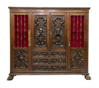 INCREDIBLE SPANISH RENAISSANCE REVIVAL CARVED CABINET,  19th century (1800s) 2