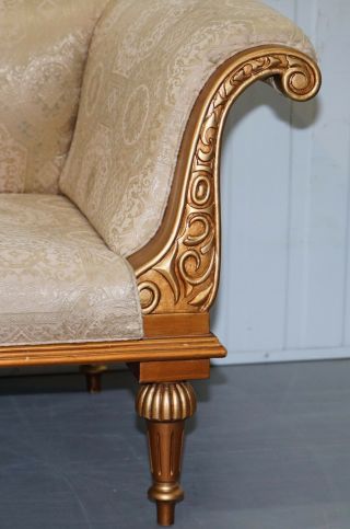 VINTAGE GOLD LEAF PAINTED REGENCY FRENCH STYLE THREE SOFA ORNATE CONTINENTAL 9