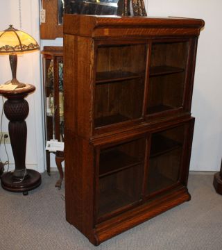 Antique Oak Danner Sectional Two High Bookcase – Ledge Front