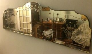 Art Deco Wall Mirror,  Antique,  5 Ft Wide X 20 " Tall,  Gilt,  1920 - 1930s