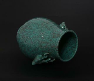 Perfect Antique Chinese Porcelain Green - glaze Vase Double Deer Zun Qianlong Mark 7