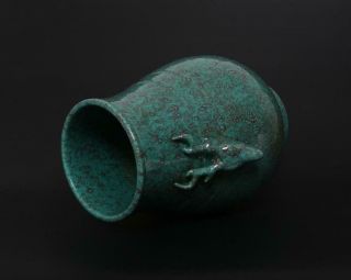 Perfect Antique Chinese Porcelain Green - glaze Vase Double Deer Zun Qianlong Mark 8