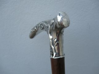 A Fine Art Nouveau Silver Top Nude Lady Walking Stick c1900 2