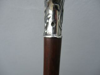A Fine Art Nouveau Silver Top Nude Lady Walking Stick c1900 3