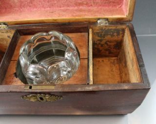 Antique 19C English Regency Mahogany Tea Caddy Box w/ Fruitwood Inlay 9