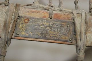 Scarce Antique H.  H.  Saggahew Snowshoes W/Indian Head Brass Labels 2