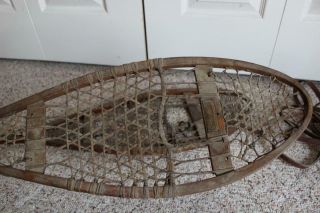 Scarce Antique H.  H.  Saggahew Snowshoes W/Indian Head Brass Labels 7