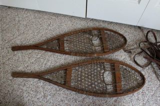 Scarce Antique H.  H.  Saggahew Snowshoes W/Indian Head Brass Labels 8