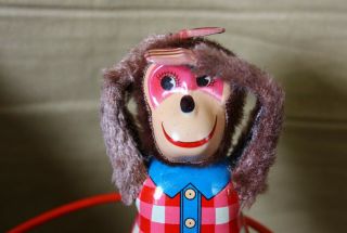 Vintage Plaything Mechanical Wind up toy Hula Hoop Monkey 3