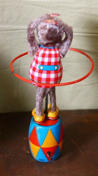 Vintage Plaything Mechanical Wind up toy Hula Hoop Monkey 5
