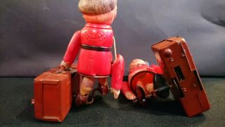 Wind - Up Tin & Celluloid Toy Boy with Suitcase - Made in Japan - 1930 ' s 4