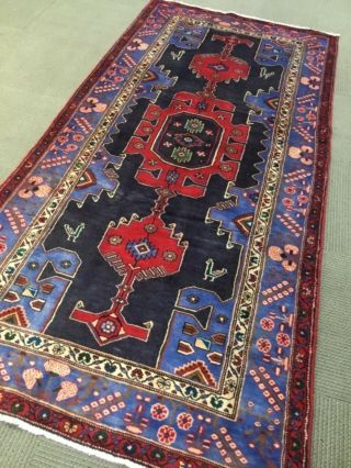 Spectacular Tribal Vintage Authentic Persian Rug 4’.  6” X 9’.  8” Wool Knotted A,