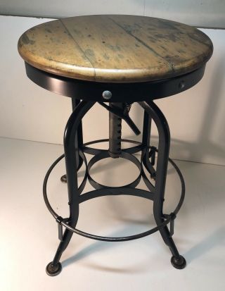 Antique Toledo Industrial Drafting Stool/chair Adjustable Swivel Refinished